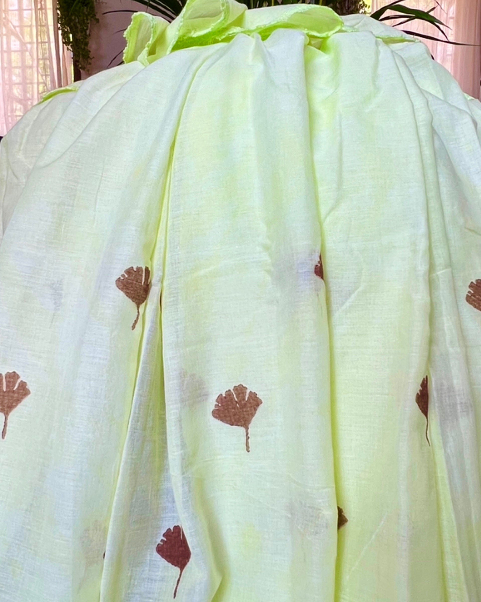 Green Mulmul cotton Shopaame Saree - Long Island