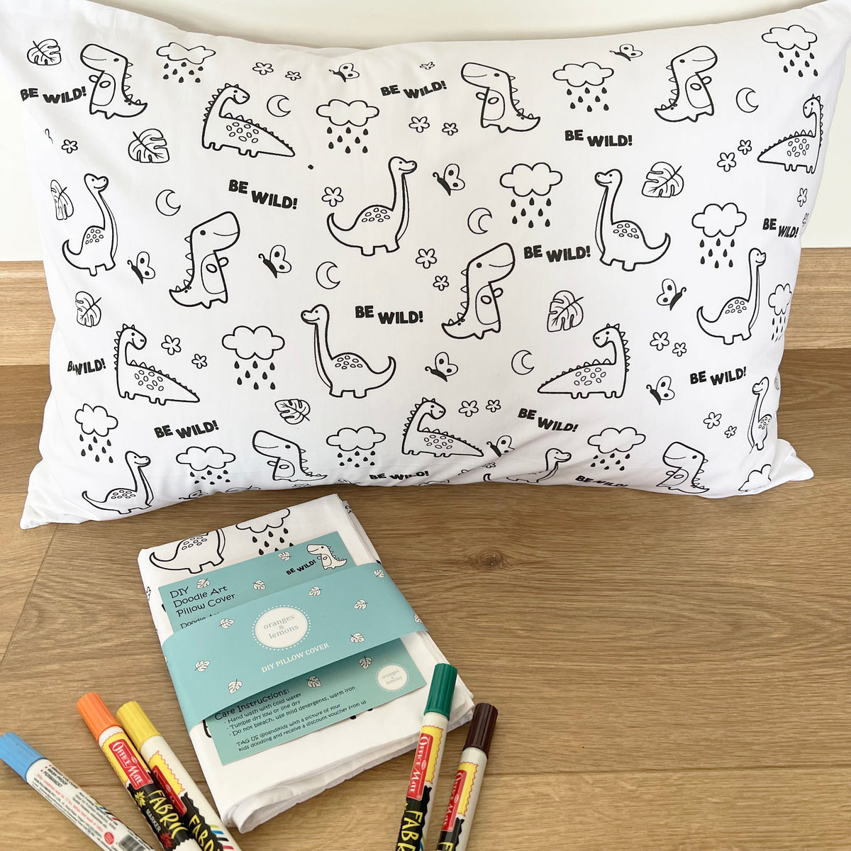 DIY Doodle Art Pillow Covers - Be Wild - Oranges and Lemons