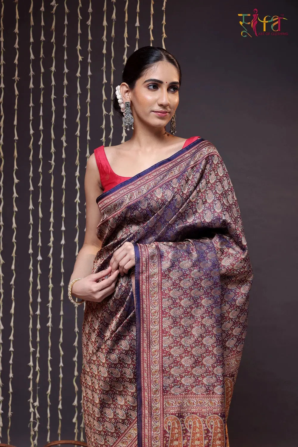 Dark Purple Handloom Pure Silk Tanchoi Banarasi Saree-Sutra Art of Clothing