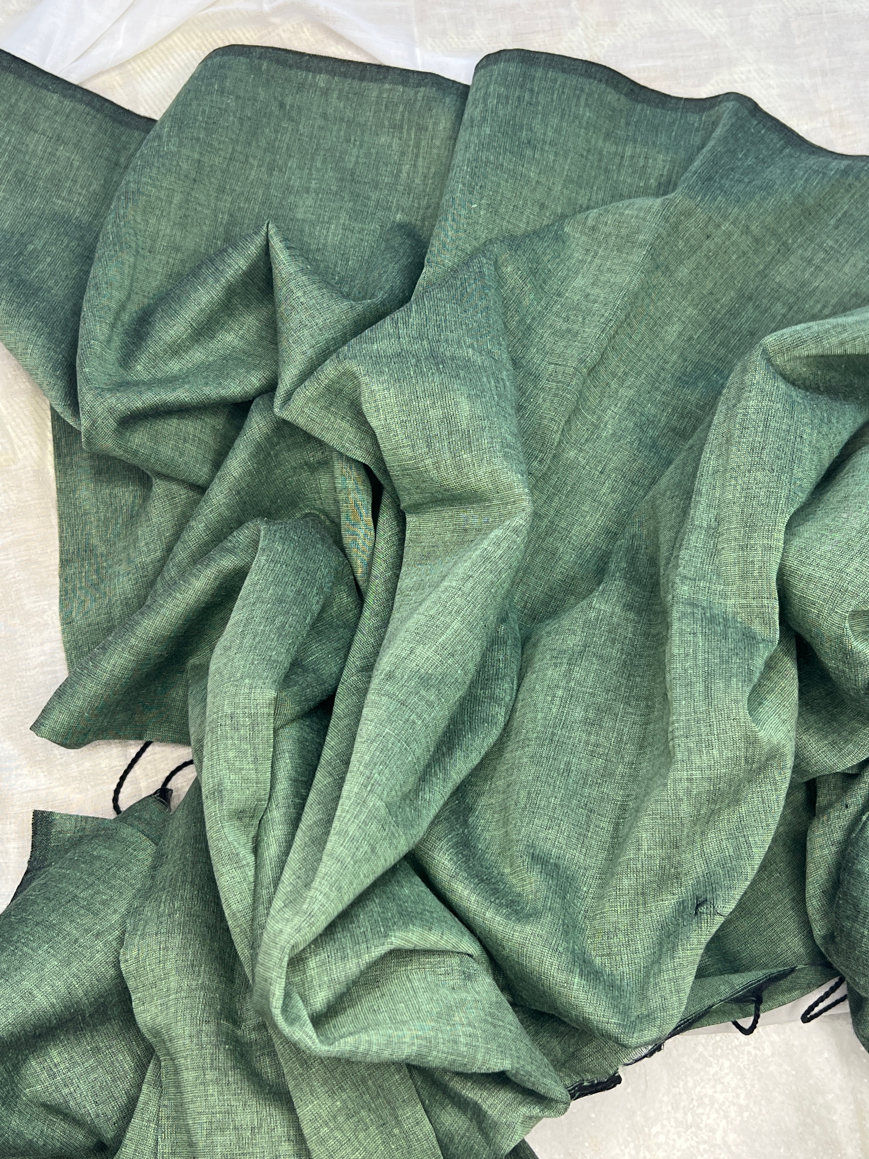 Soft and Comfortable green khadi cotton saree