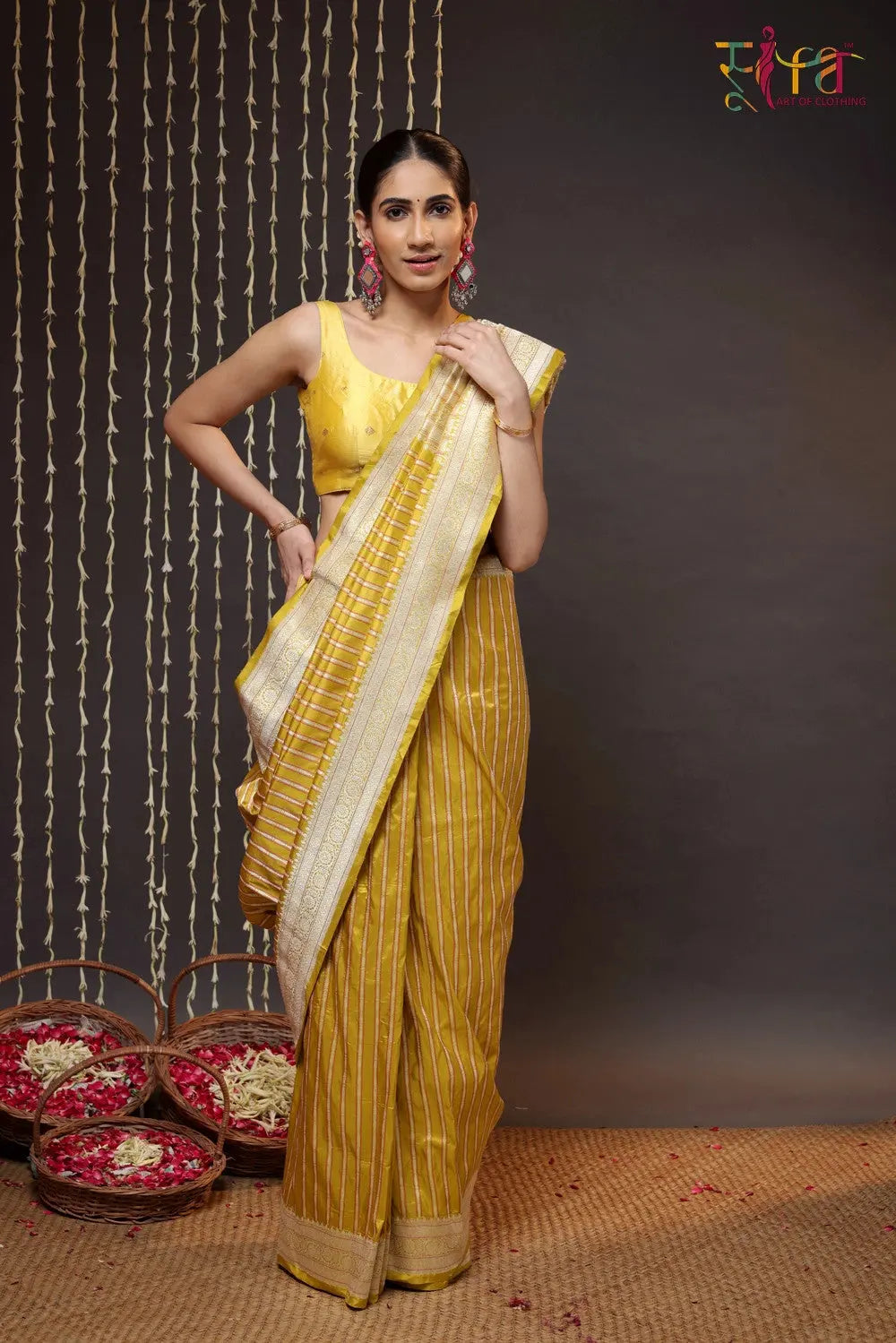 Tuscany Yellow Pure Silk Brocade Banarasi Saree-Sutra Art of Clothing