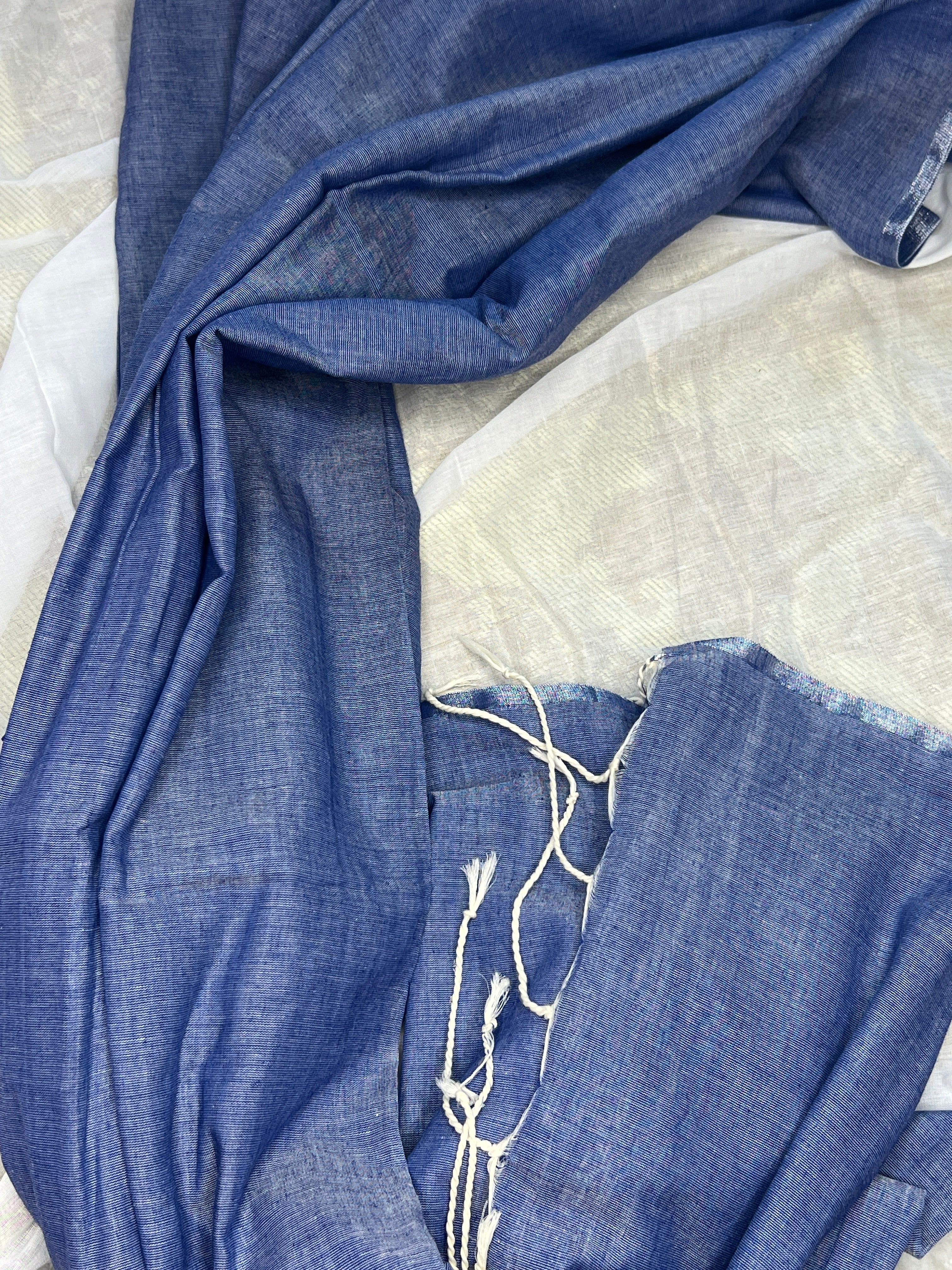 Silver Lining khaadi cotton blue saree by SHopaame