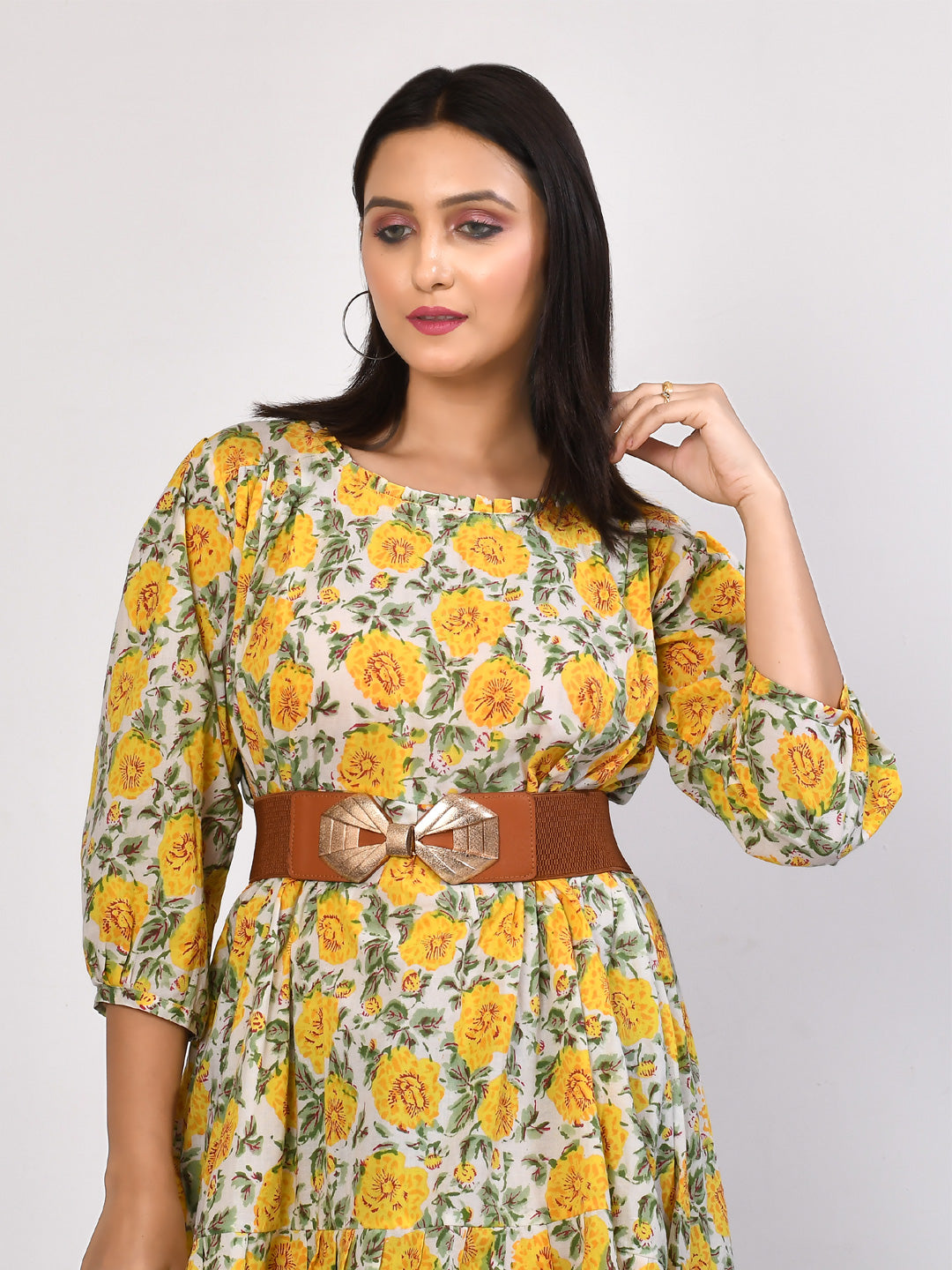 Ishya floral tiered cotton midi dress for hot summer days -5