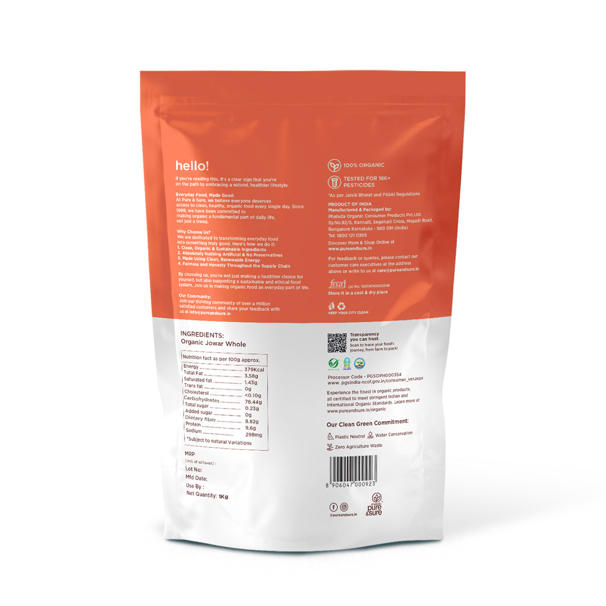 Organic Jawar Flour 1kg Back