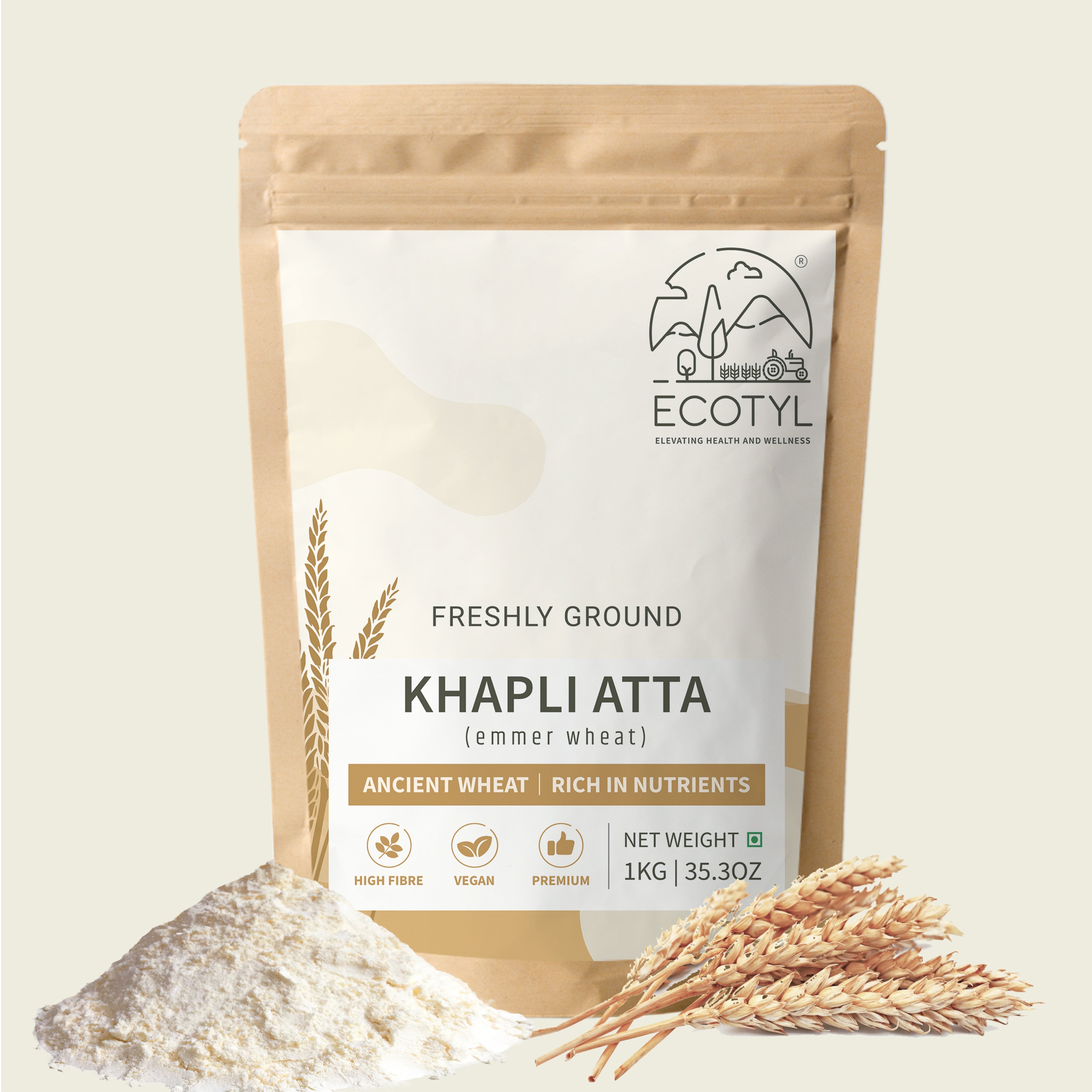 Khapli Atta (Emmer Wheat) - Ecotyl - 100% Organic I Sustainable