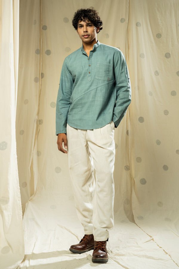 Handwoven heritage- luxuriant men’s kurta with mandarin collar - organic men