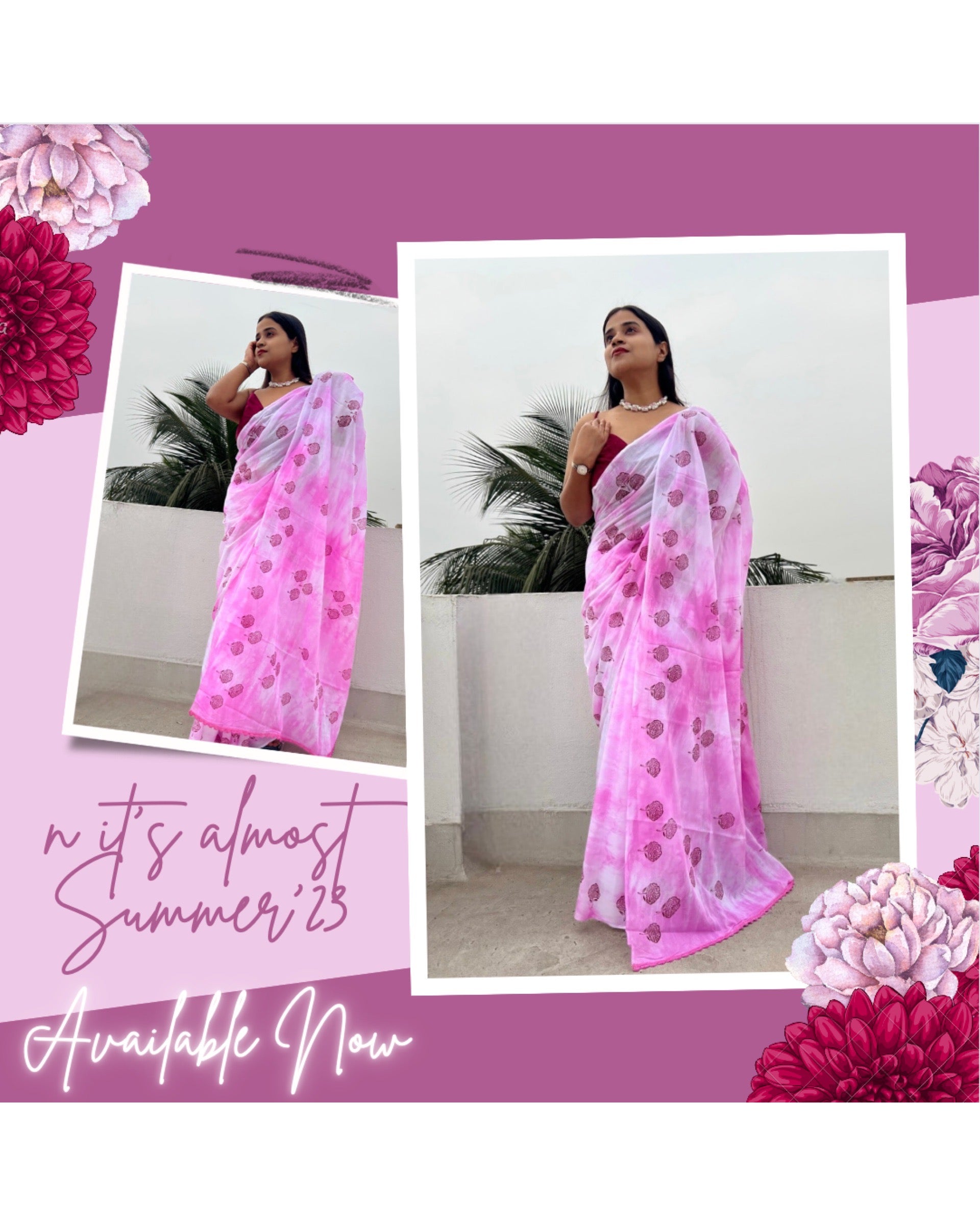 Pink comfortable Mulmul cotton Saree - Shopaame