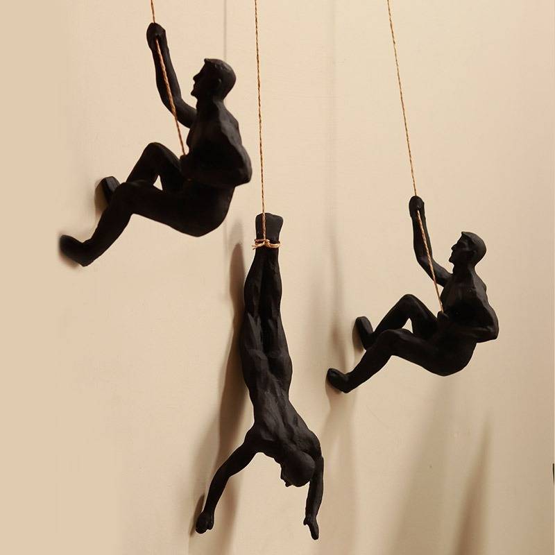The Climbing crew Wall Hanging (Set of 3)-Black - https://artecasa.in/