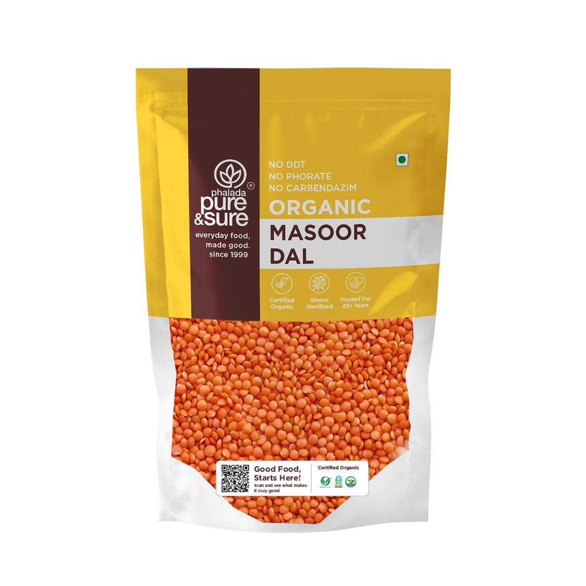 Phalada Pure and sure Organic Masoor dal front