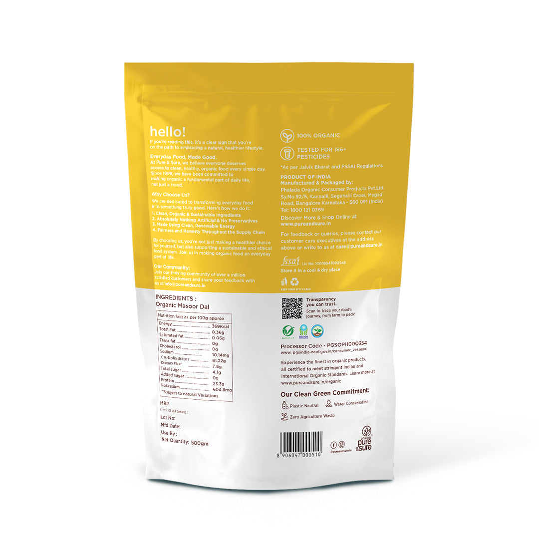 Organic Masoor dal back
