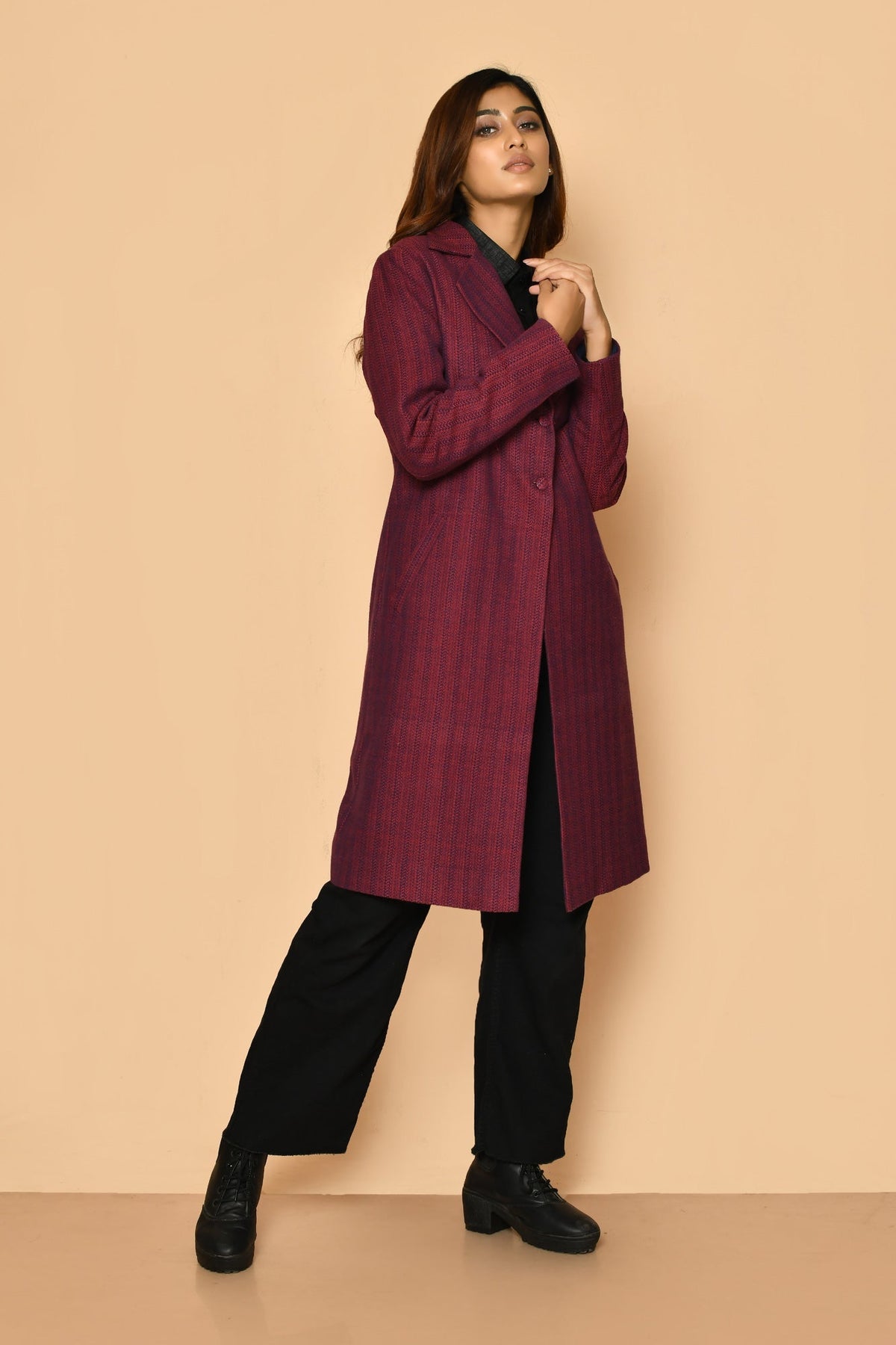 buy latest office wear handloom long cotton jacket for women