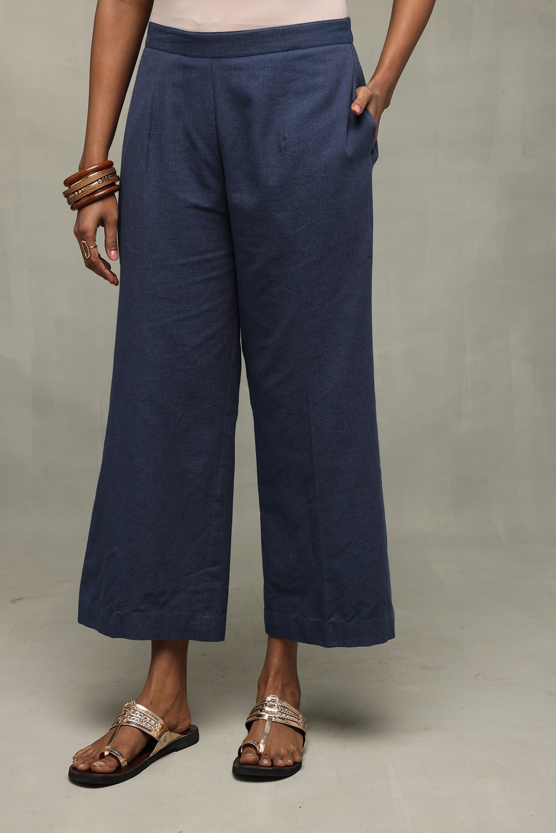 Muted Blue Kala Cotton Relaxed Pant-Sutra Art of Clothing