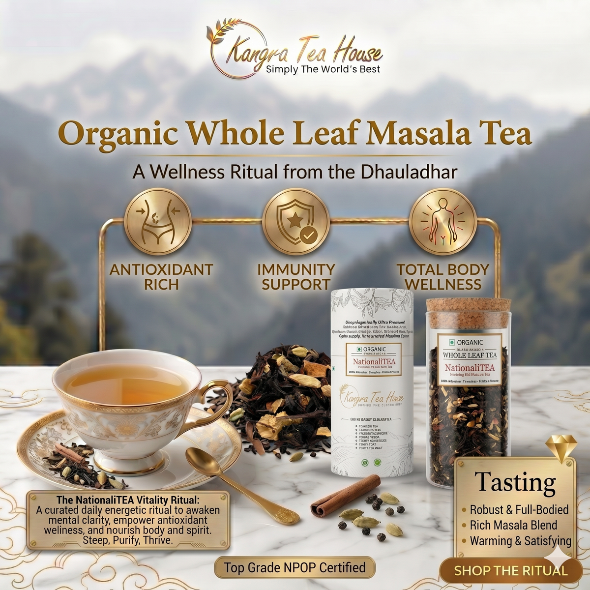 NationaliTEA organic whole leaf masala tea – good for diabetes and weight loss – Kangra Tea House