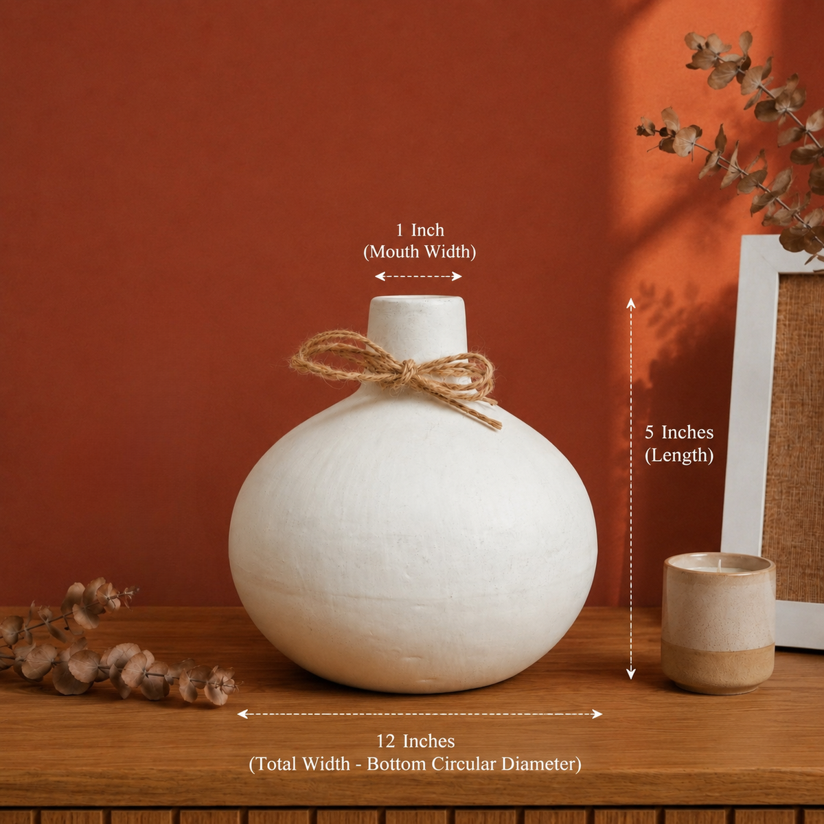 Moonstone Bloom Ceramic Vase with Dried Flowers | Elegant Home Décor - https://artecasa.in/