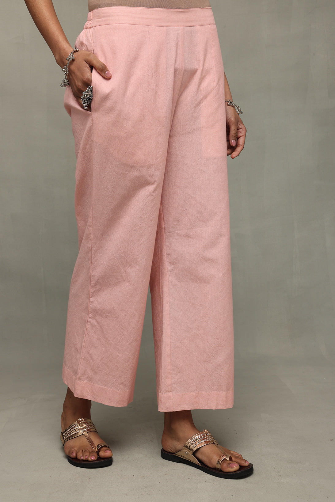 Pastel Pink Pure Cotton Relaxed Pant-Sutra Art of Clothing