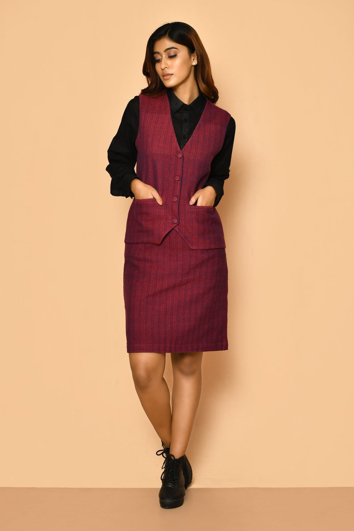 Buy best formal ladies office wear handloom cotton waist length V-neck jacket