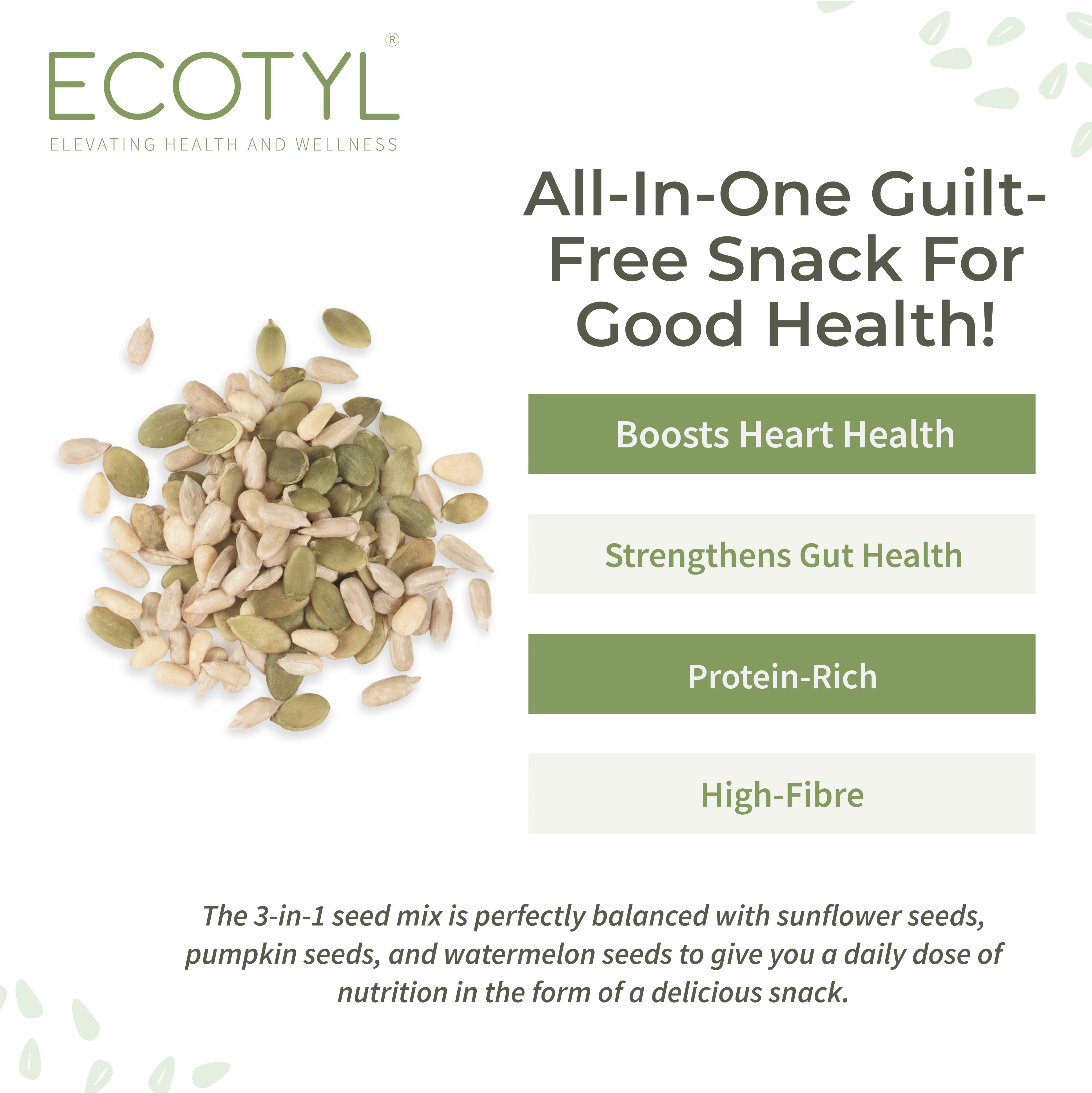 Seed Mix (3 in 1) - Unroasted - Ecotyl - 100% Organic I Sustainable