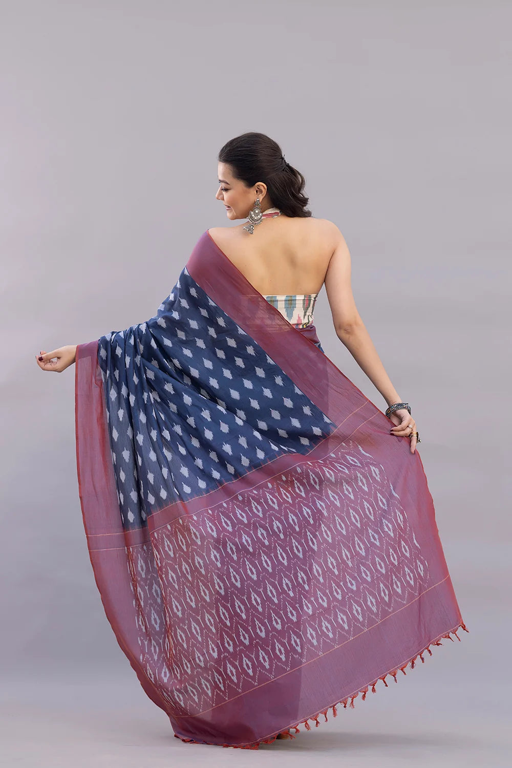 Beige Multicolor Ikat Blouse-Sutra Art of Clothing