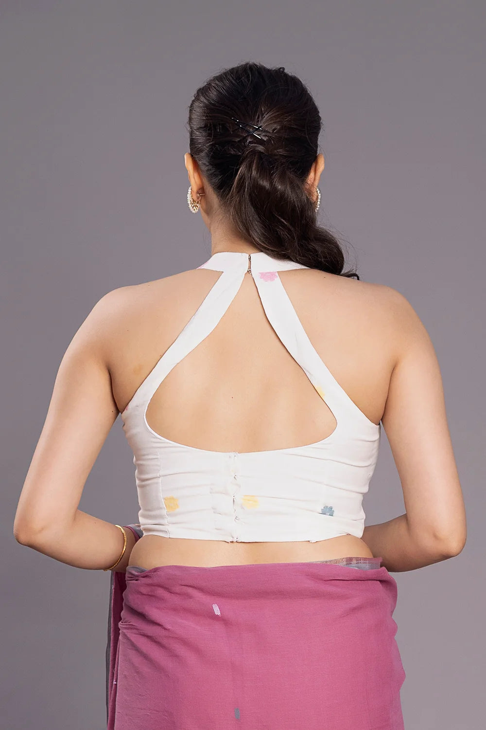Shweta Phool Jamdani Blouse-Sutra Art of Clothing