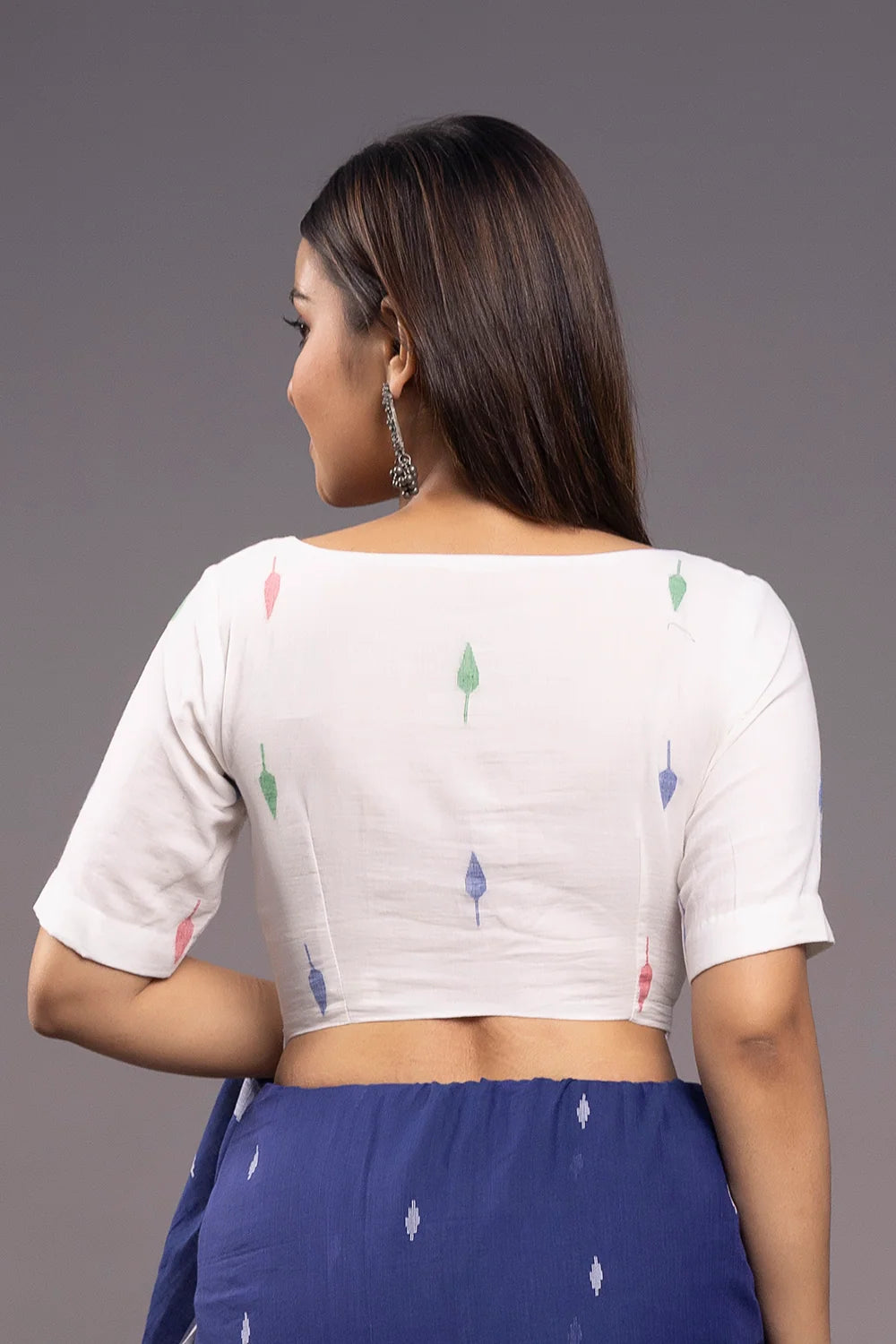 White Pallav Cotton Blouse-Sutra Art of Clothing