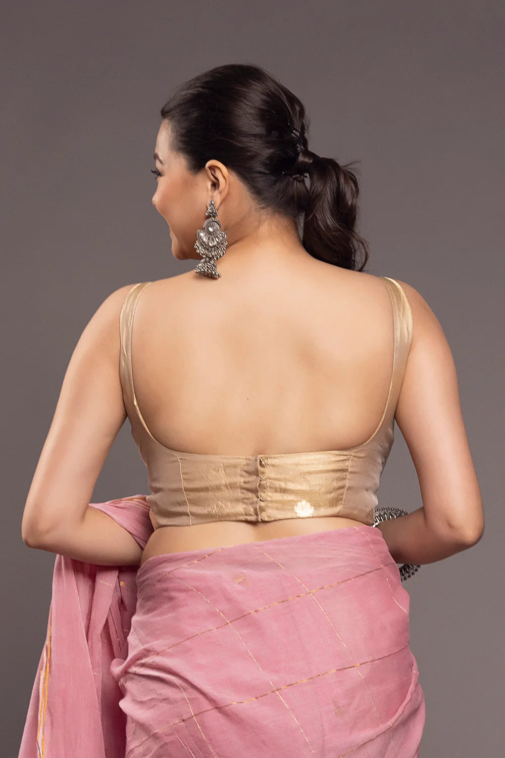 Golden Padma Pure Silk Banarasi Blouse-Sutra Art of Clothing