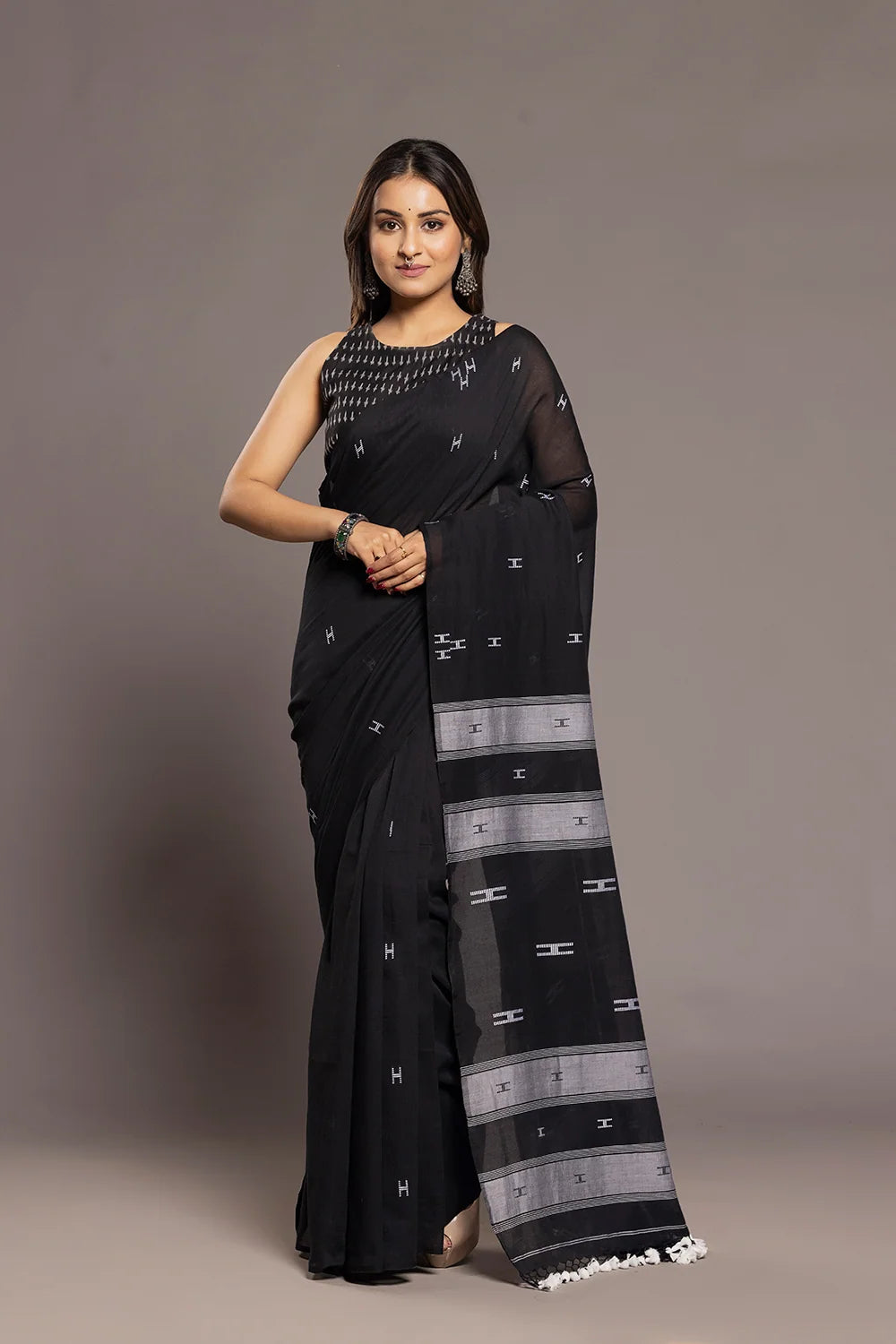Noir Black Ikat Blouse-Sutra Art of Clothing