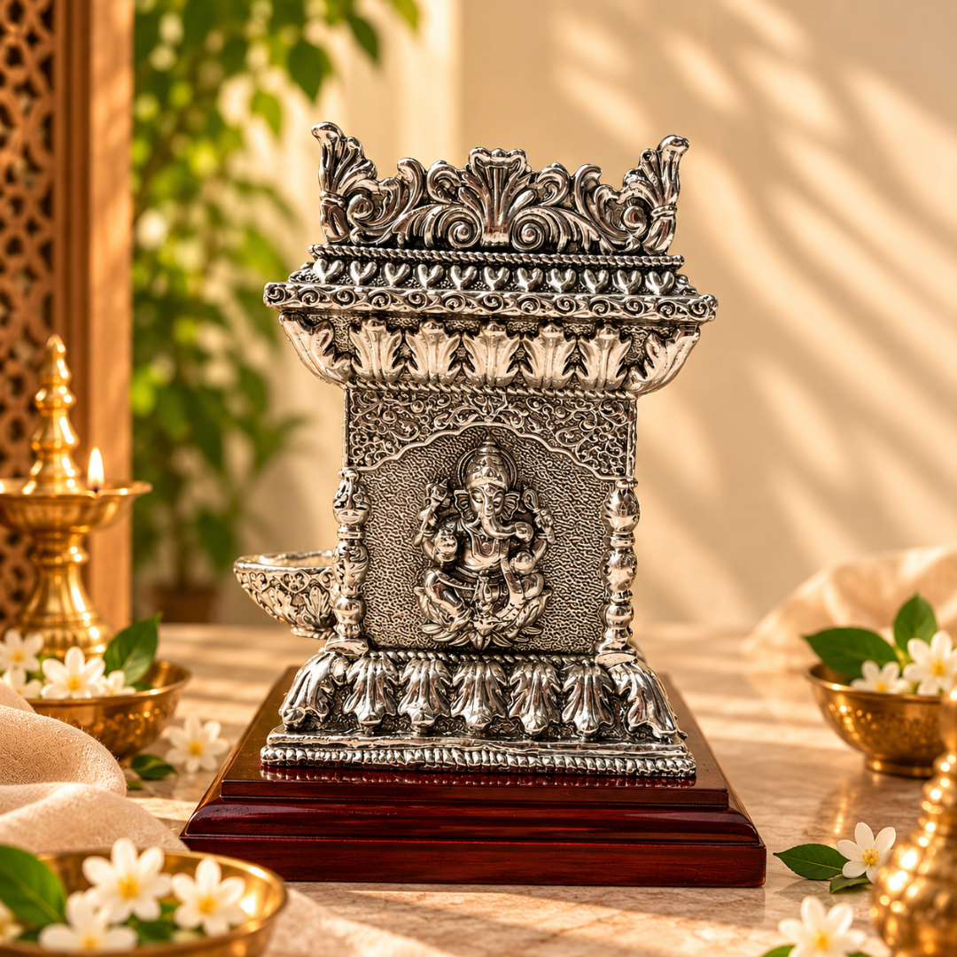 Silver Plated Tulsi Pot for Pooja & Home Décor | Artecasa - https://artecasa.in/