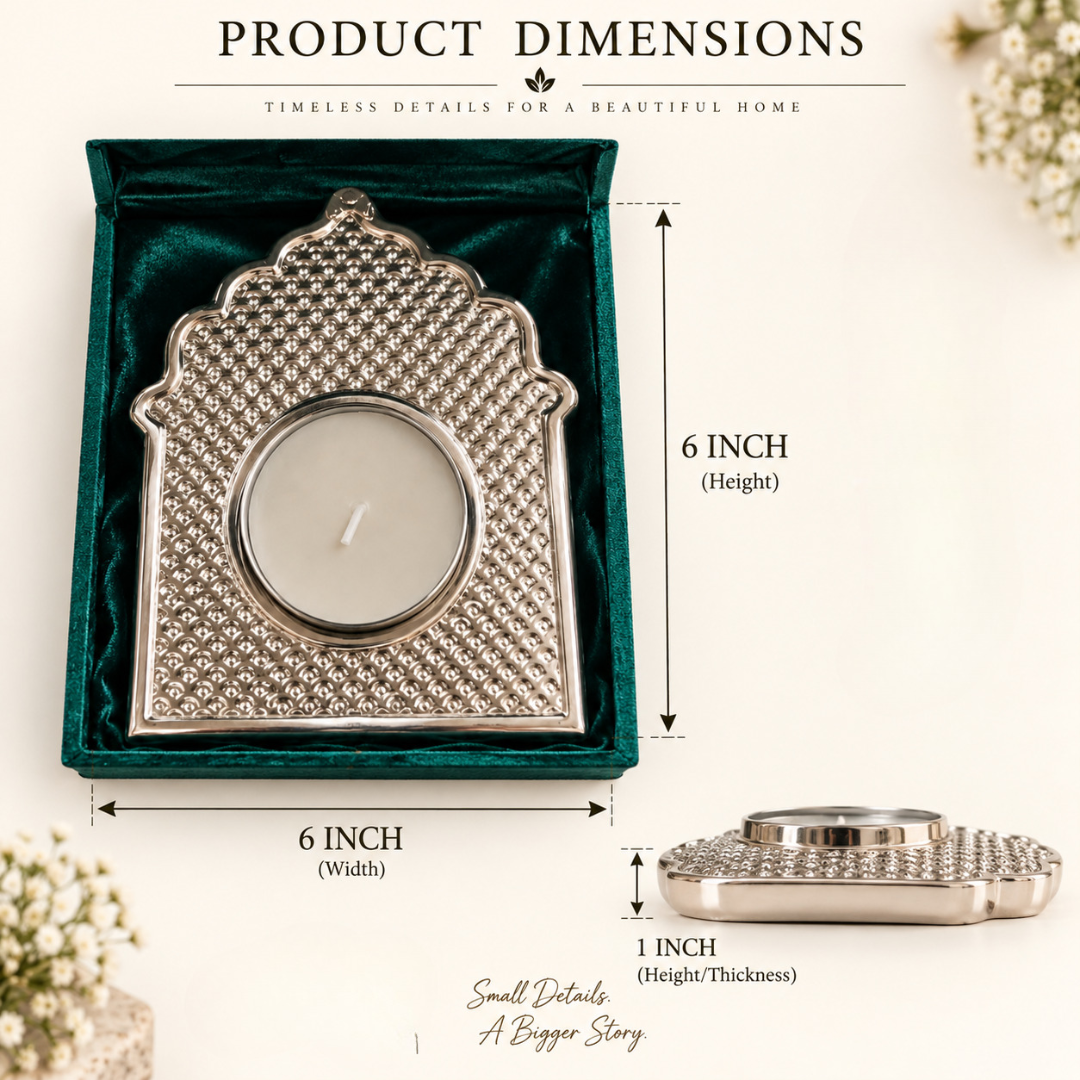 Silver Plated Tea Light Holder | Elegant Candle & Diwali Décor | Artecasa - https://artecasa.in/