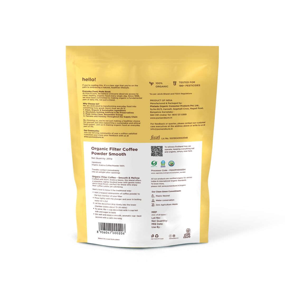 Filter coffee powder smooth back