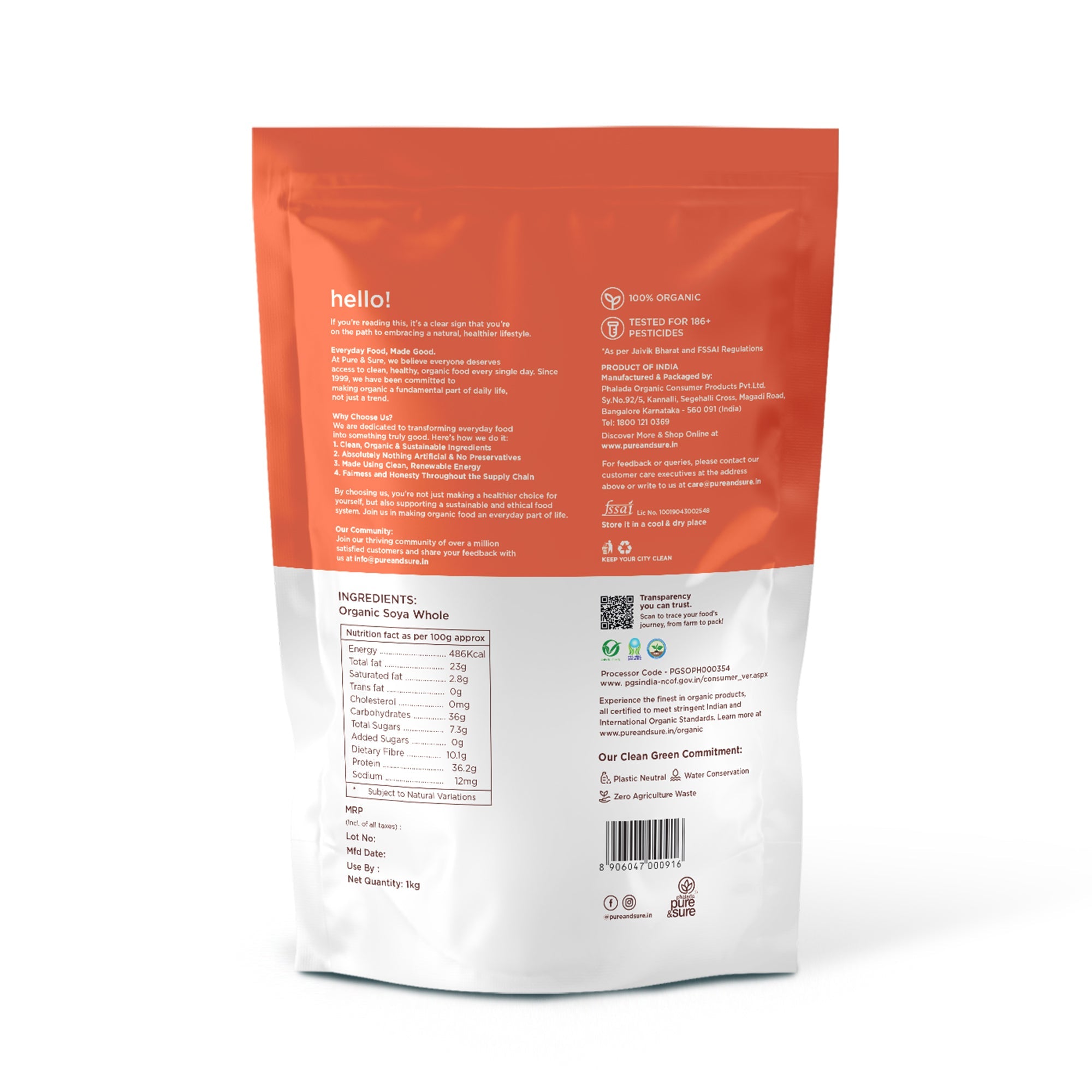 Organic soya Flour 1kg Back