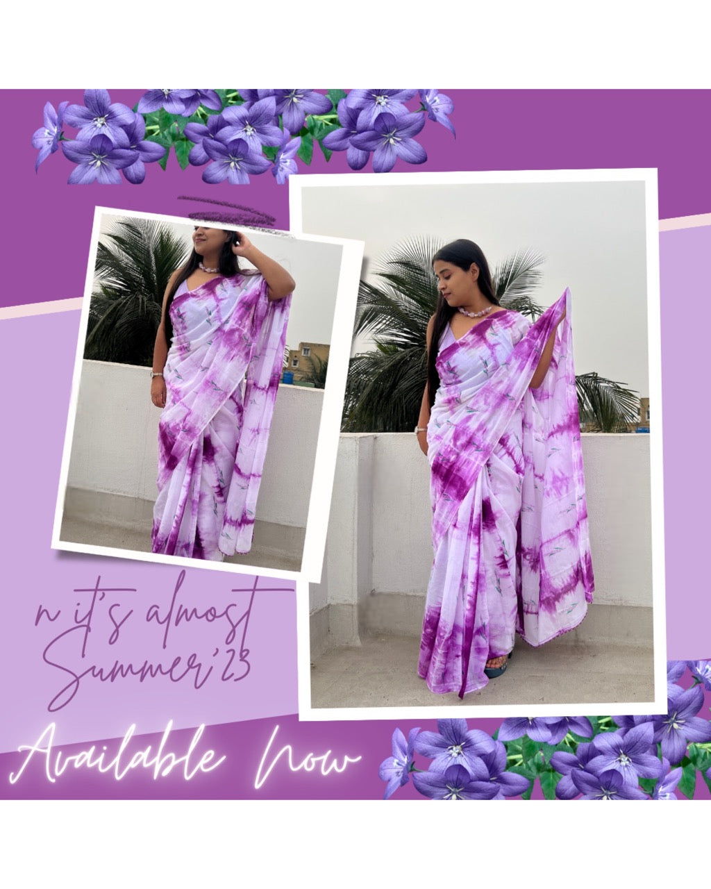 Lavender Mulmul cotton Summer Saree from Shopaame- Summer Lavender