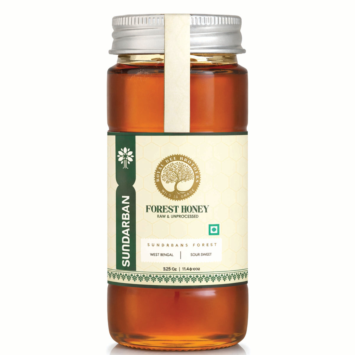 Bottle of Sundarban Forest Honey on a white background