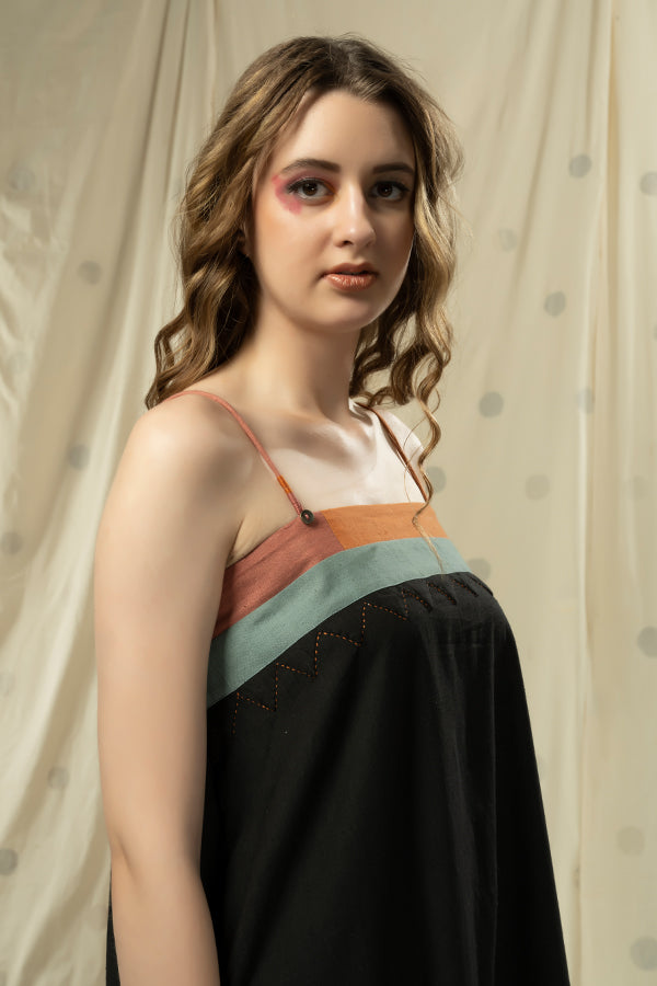 Striped legacy- spaghetti styled locally- sourced applique dress