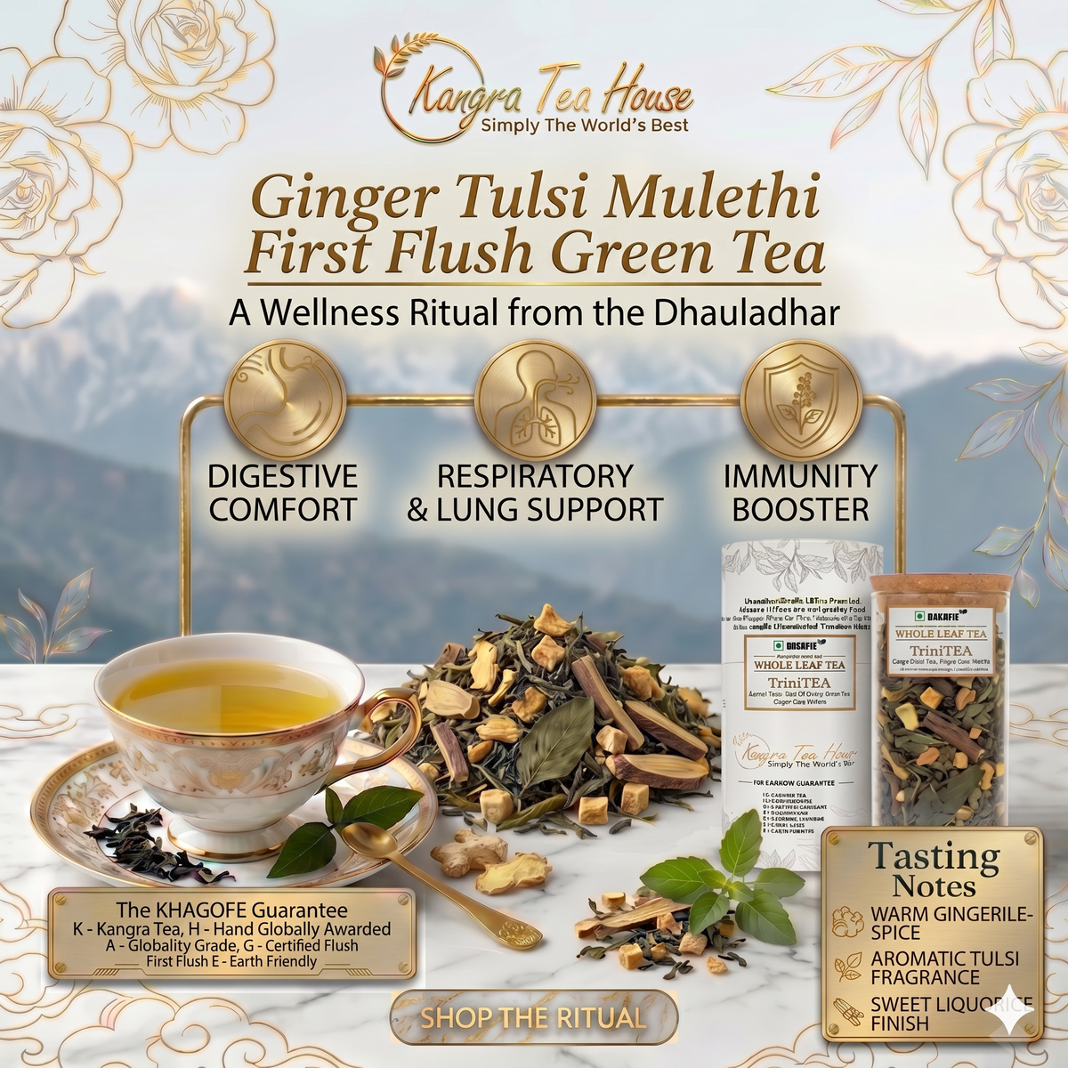 Organic ginger mulethi whole leaf green tea – TriniTEA – Kangra Tea House