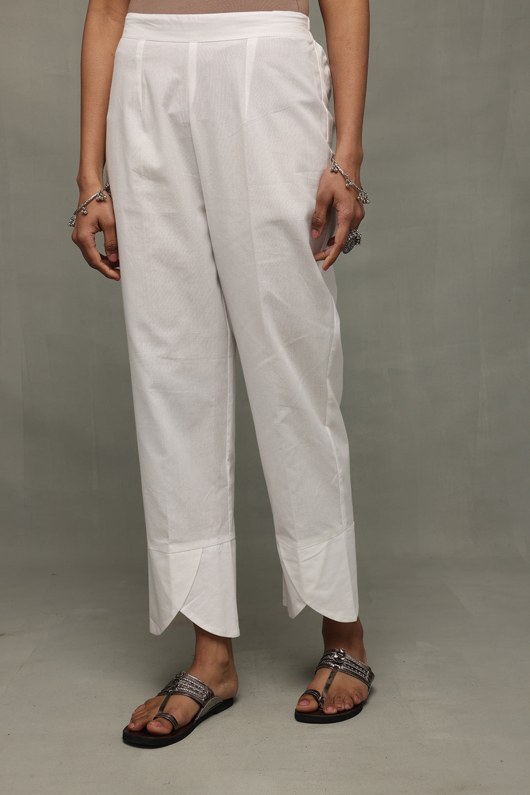 White Malai Cotton Panel Pant-Sutra Art of Clothing