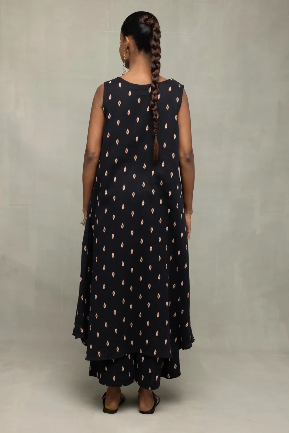 Back View of Black Oval Dot Pure Cotton Co-ord Set