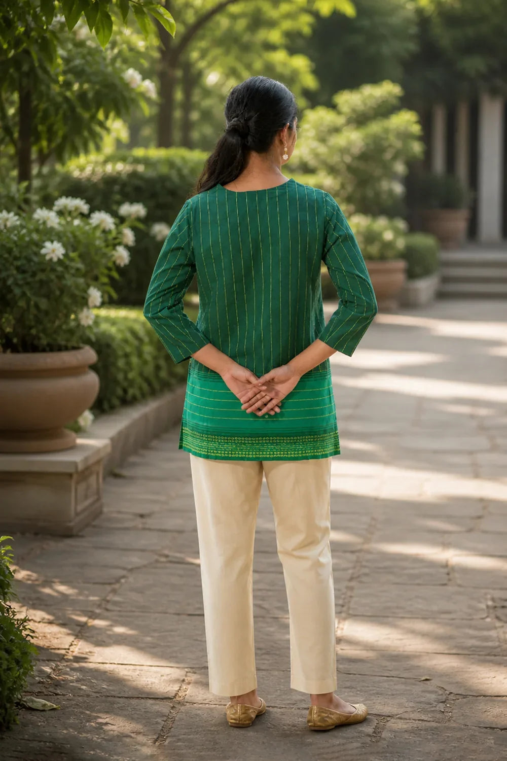 Back View of Green Pure Cotton Top