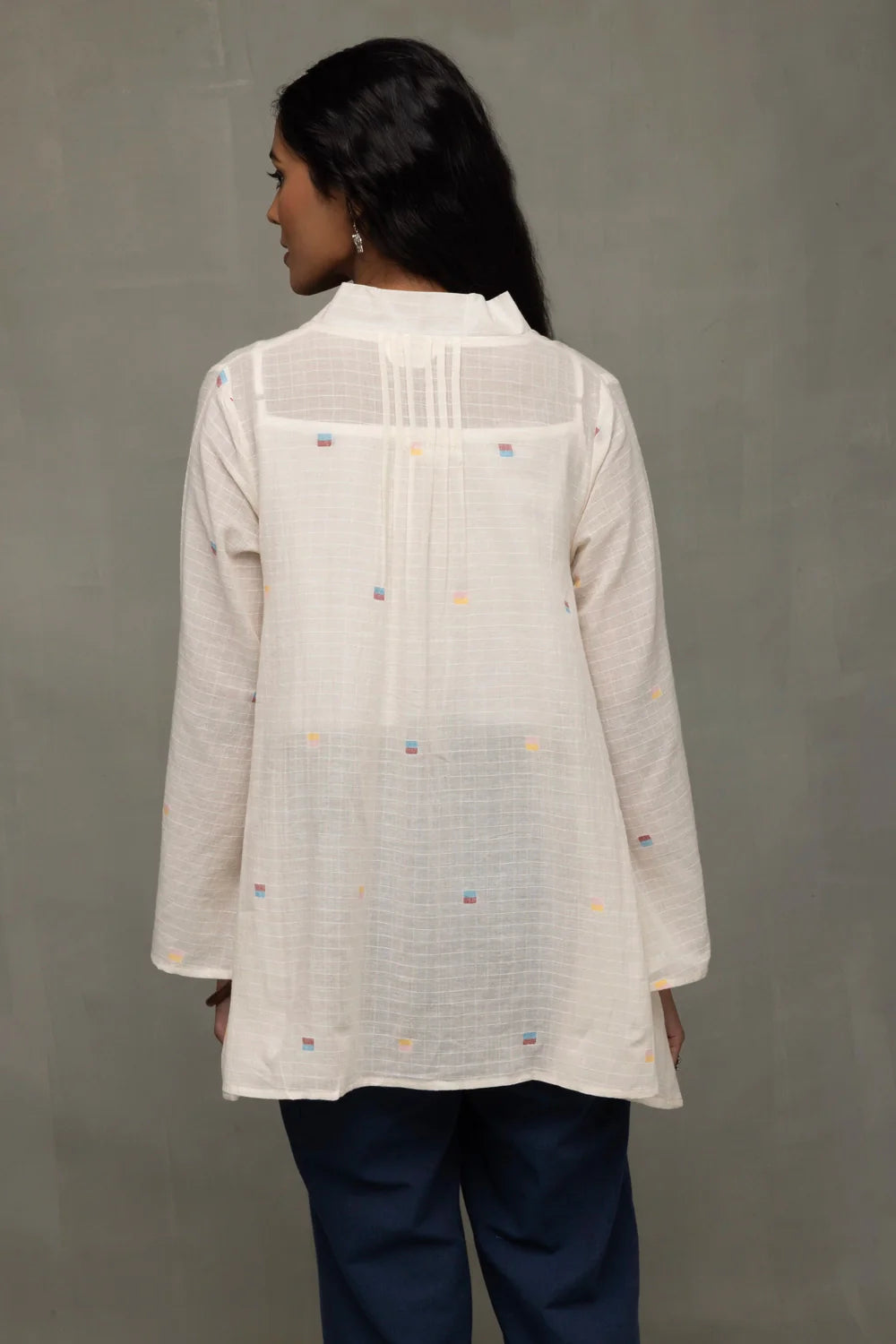 Back View of Ivory Breeze Jamdani Top