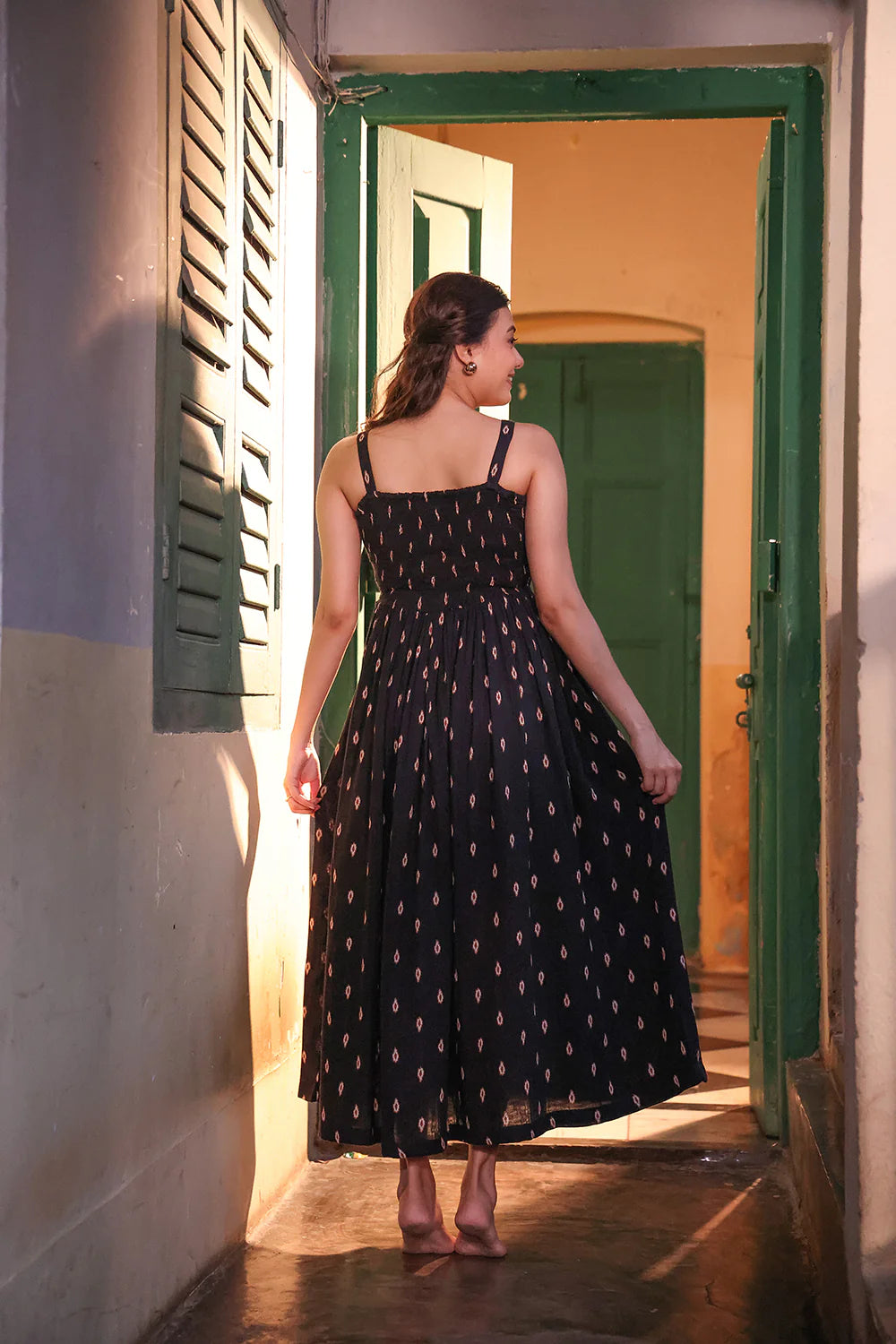 Back View of Noir Muse Cotton Maxi Dress