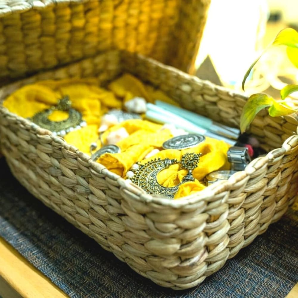 Basket With Lid - Water Reed (Kauna Grass) - Home Decor