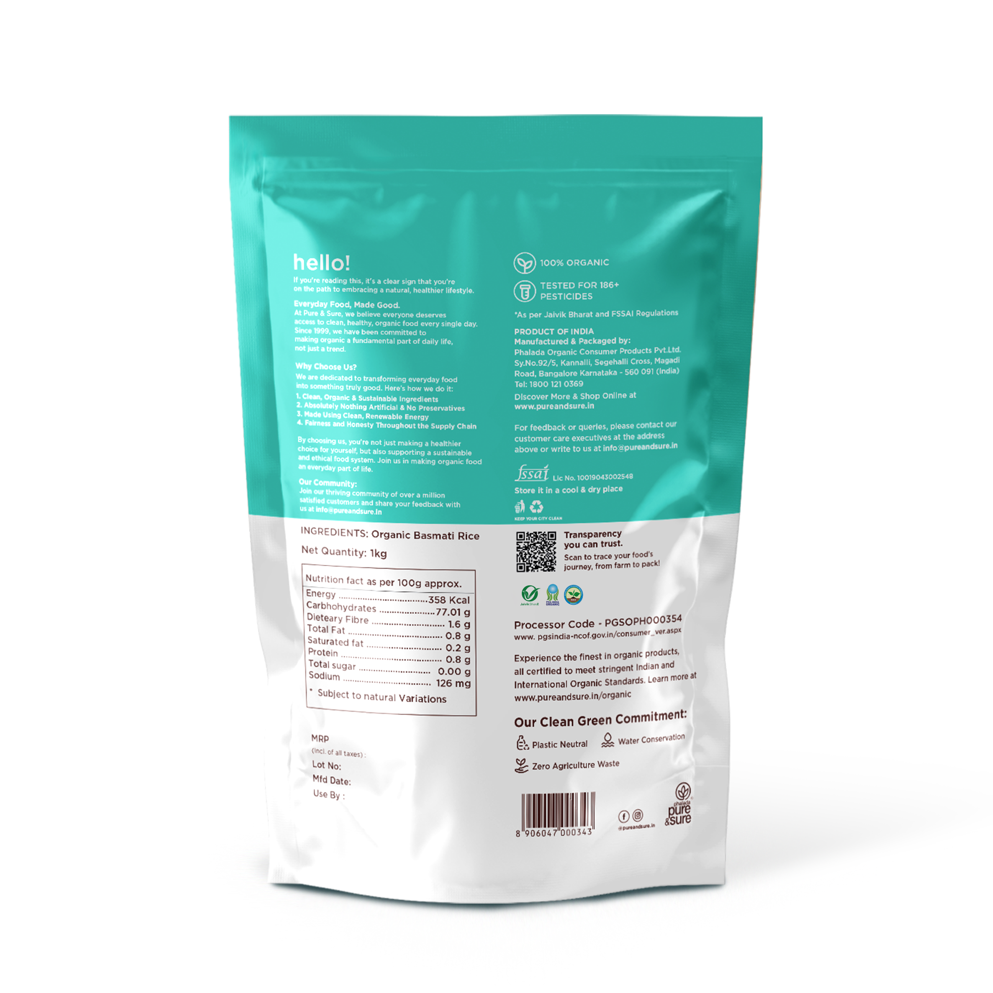 Organic basmati Rice back
