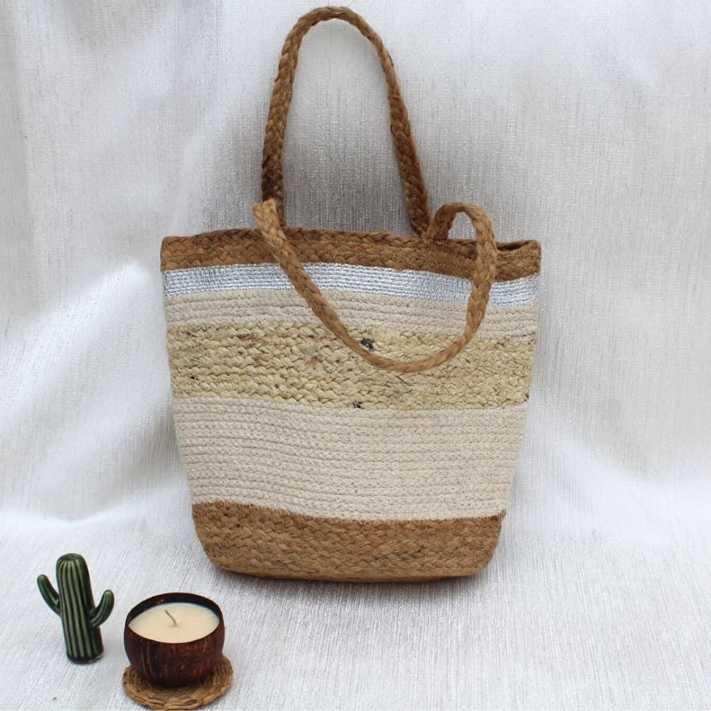 Beige Jute Tote Bag - ONEarth