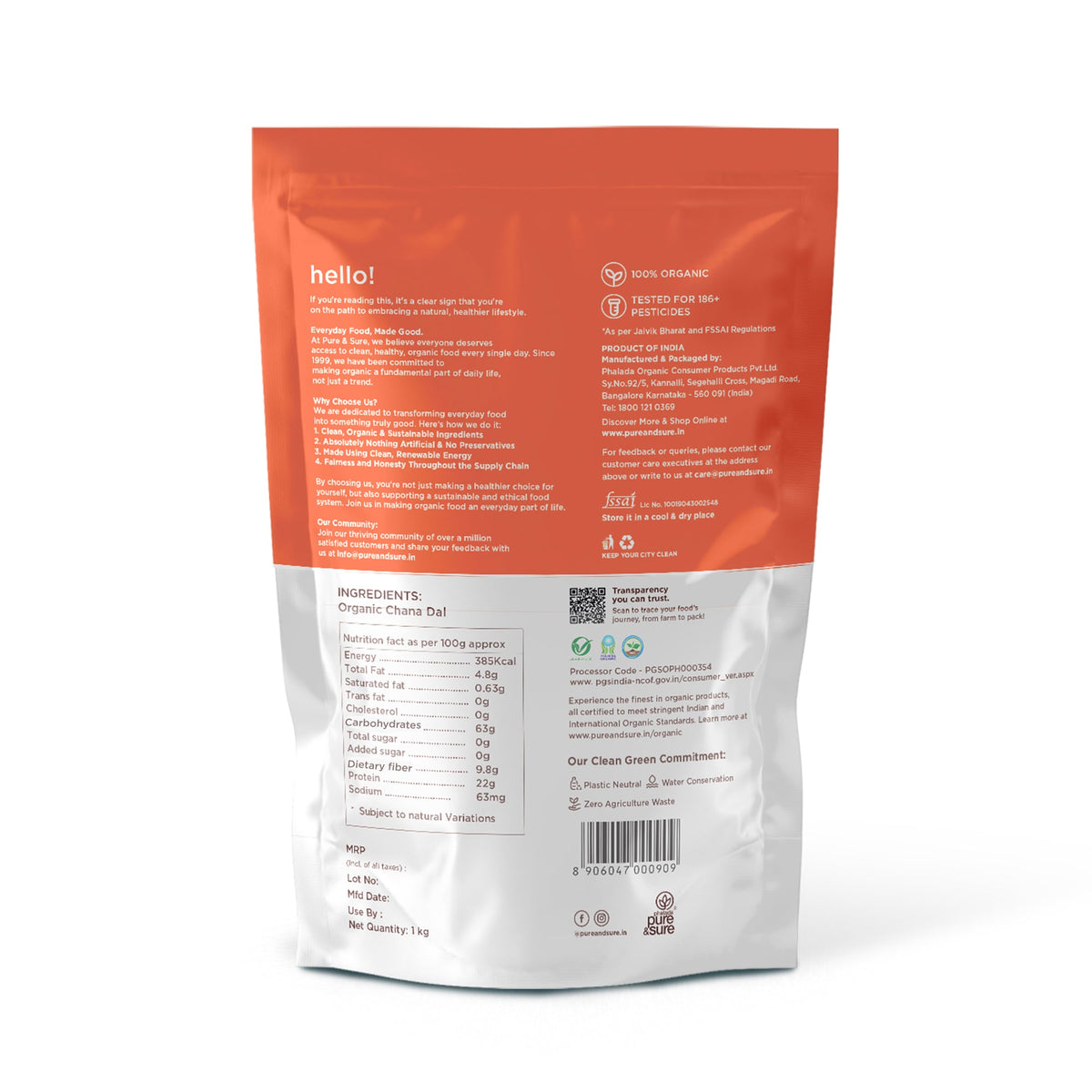 Organic Besan Flour 1kg Back