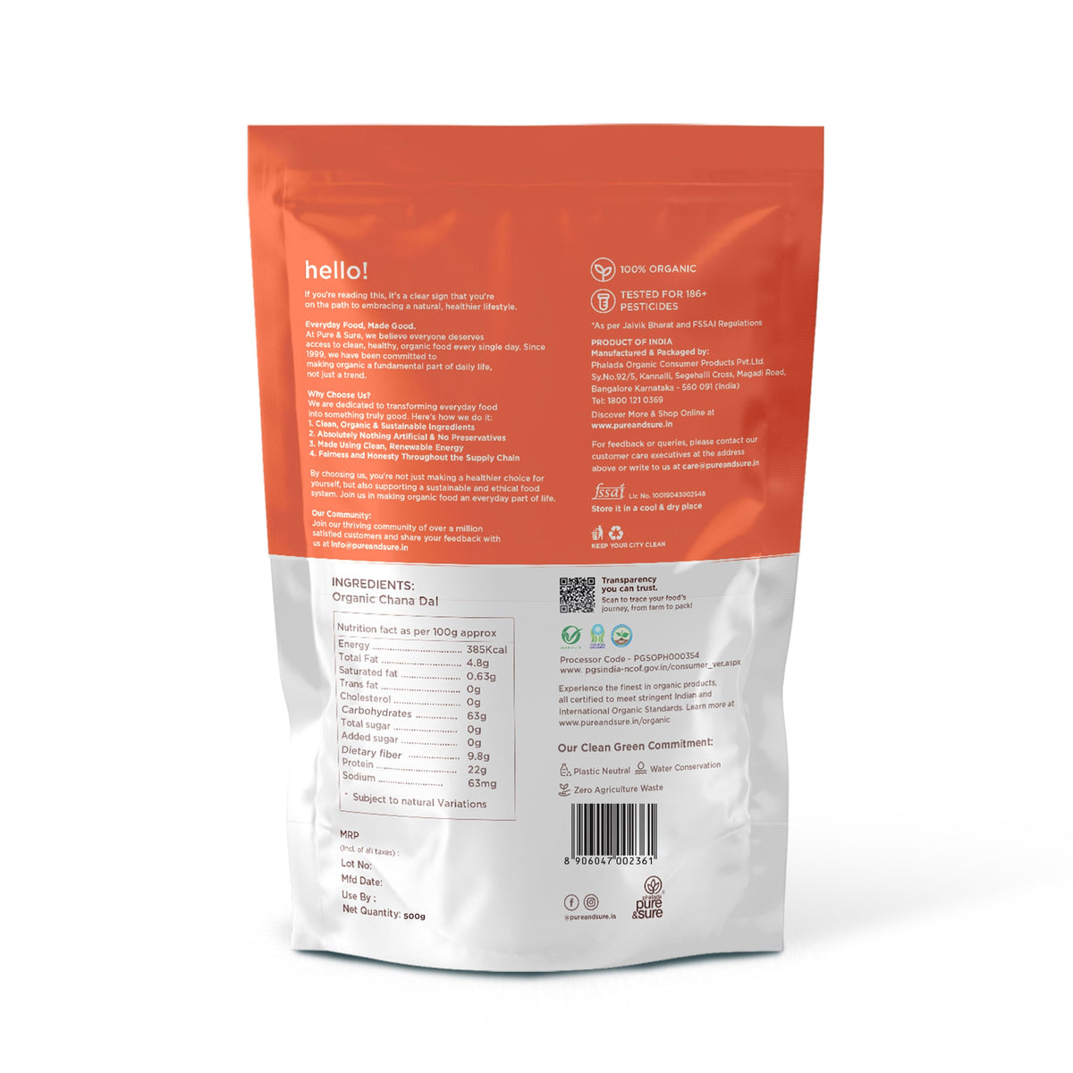 Organic Besan Flour 500g Back