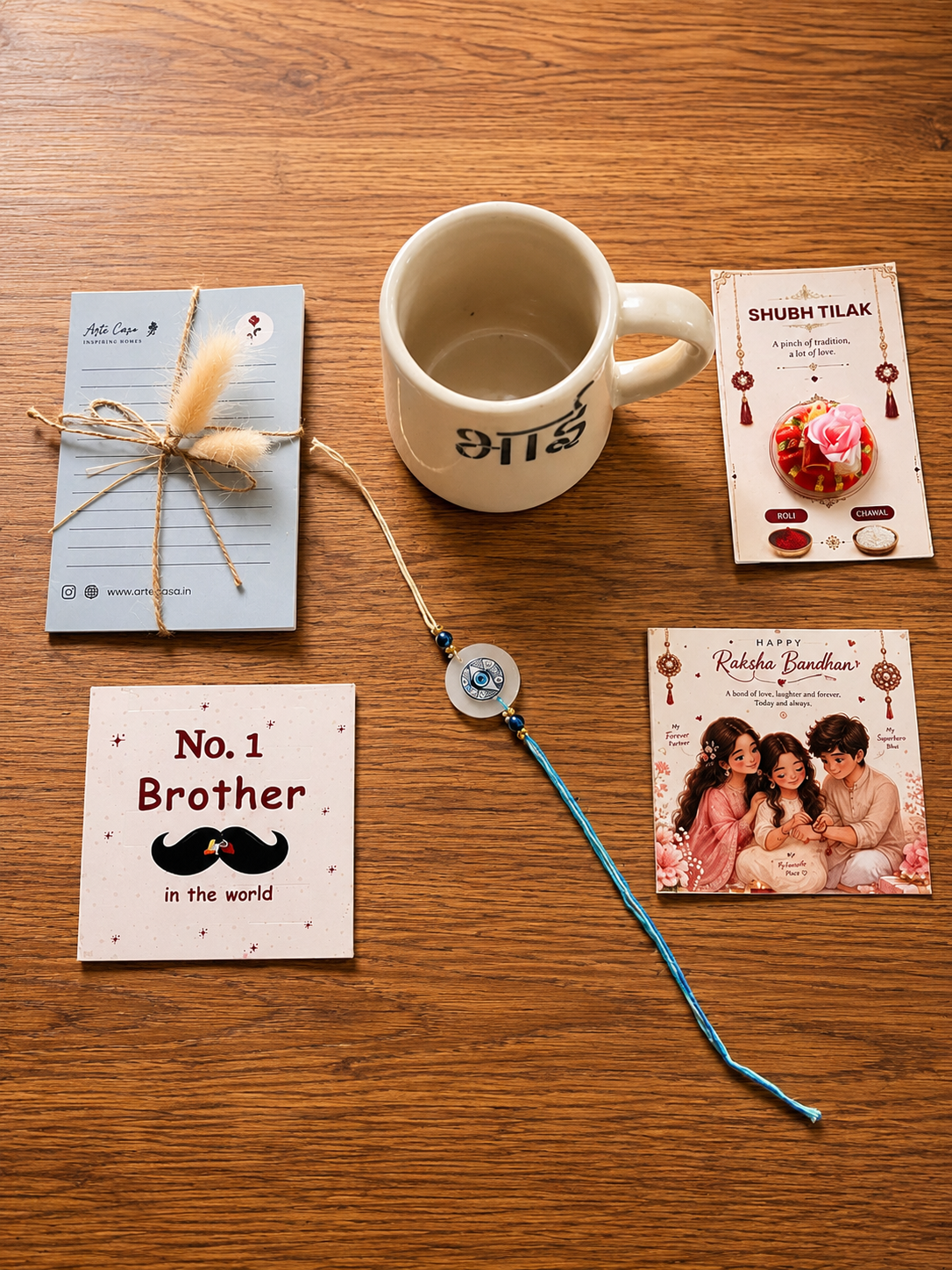 Artecasa Best Bhai Ever Rakhi Box for Brother | Premium Raksha Bandhan Gift Hamper with Bhai Mug, Rakhi, Pooja Essentials, Greeting Card & Personalized Note - https://artecasa.in/