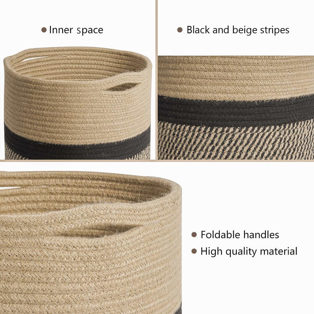 Black Jute Rope Baskets / Planters - Home Decor