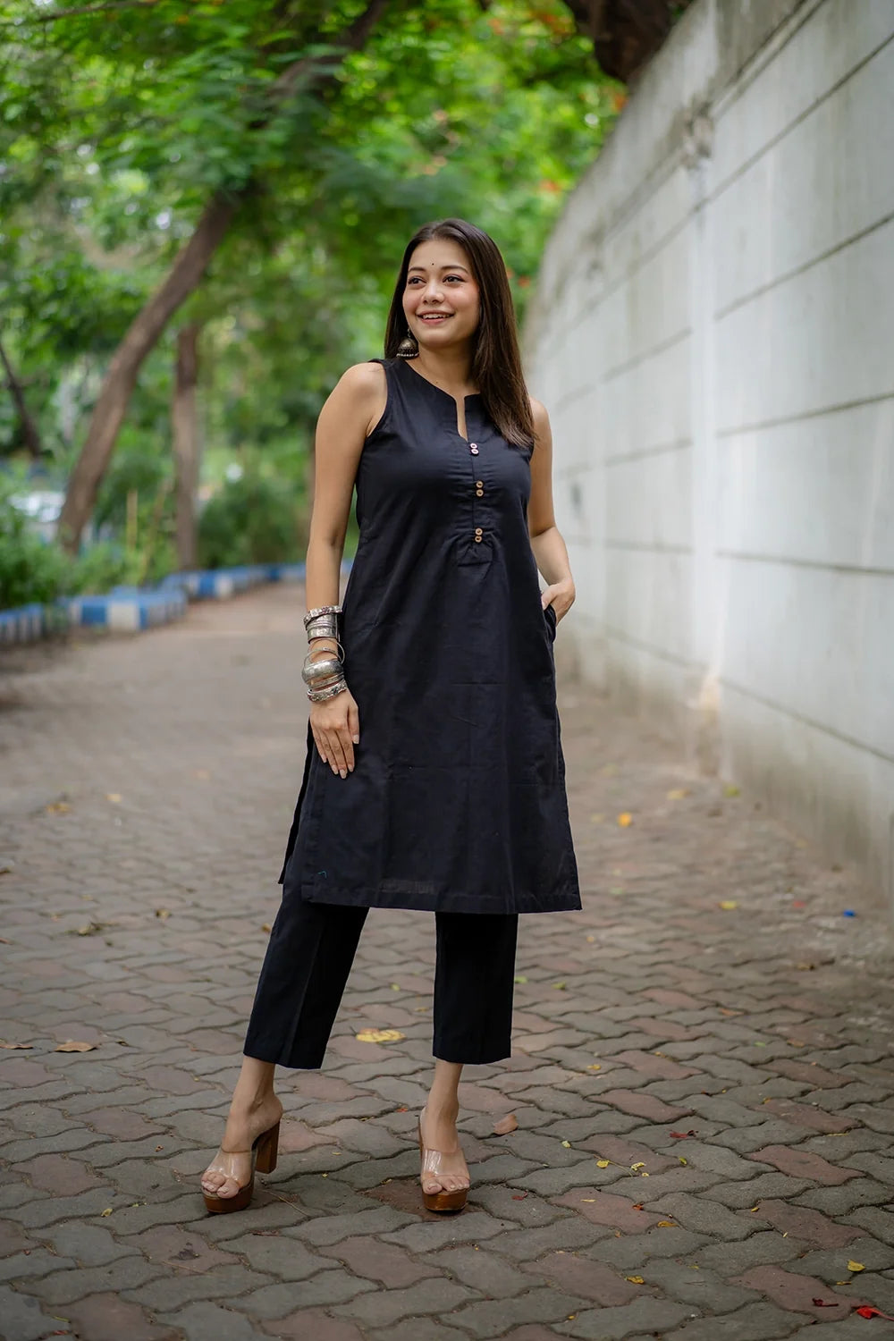 Black Cotton Co-ord Set-Sutra Art of Clothing