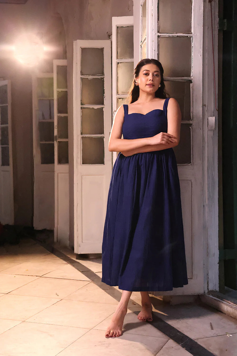 Blue Dusk Cotton Jamdani Dress