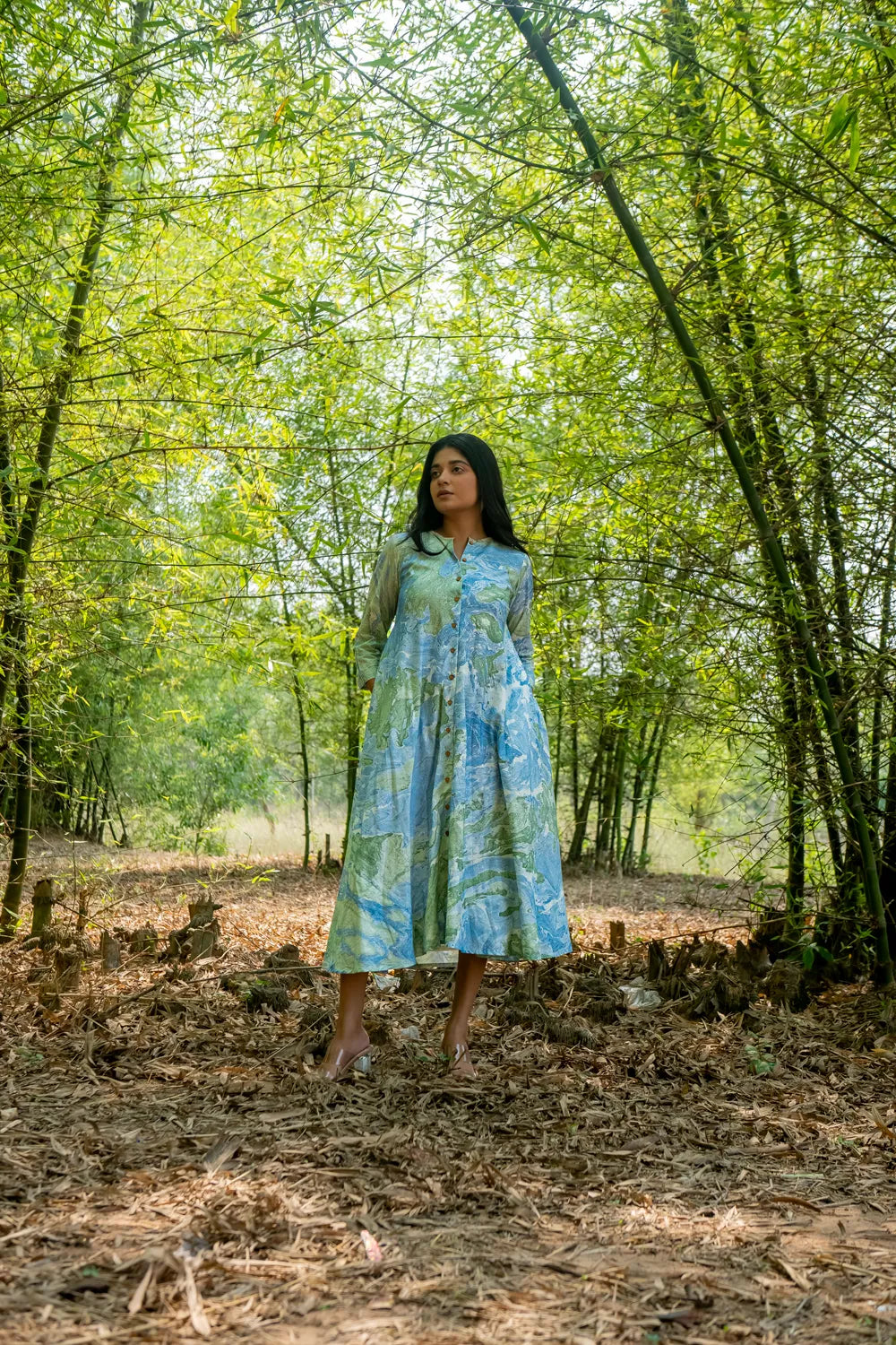 Bluegrass Marble Pure Cotton Dress-Sutra Art of Clothing