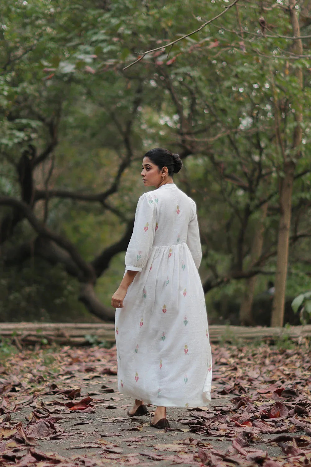 Breezy Whimsy White Cotton Jamdani Dress for Beach and Resort Wear